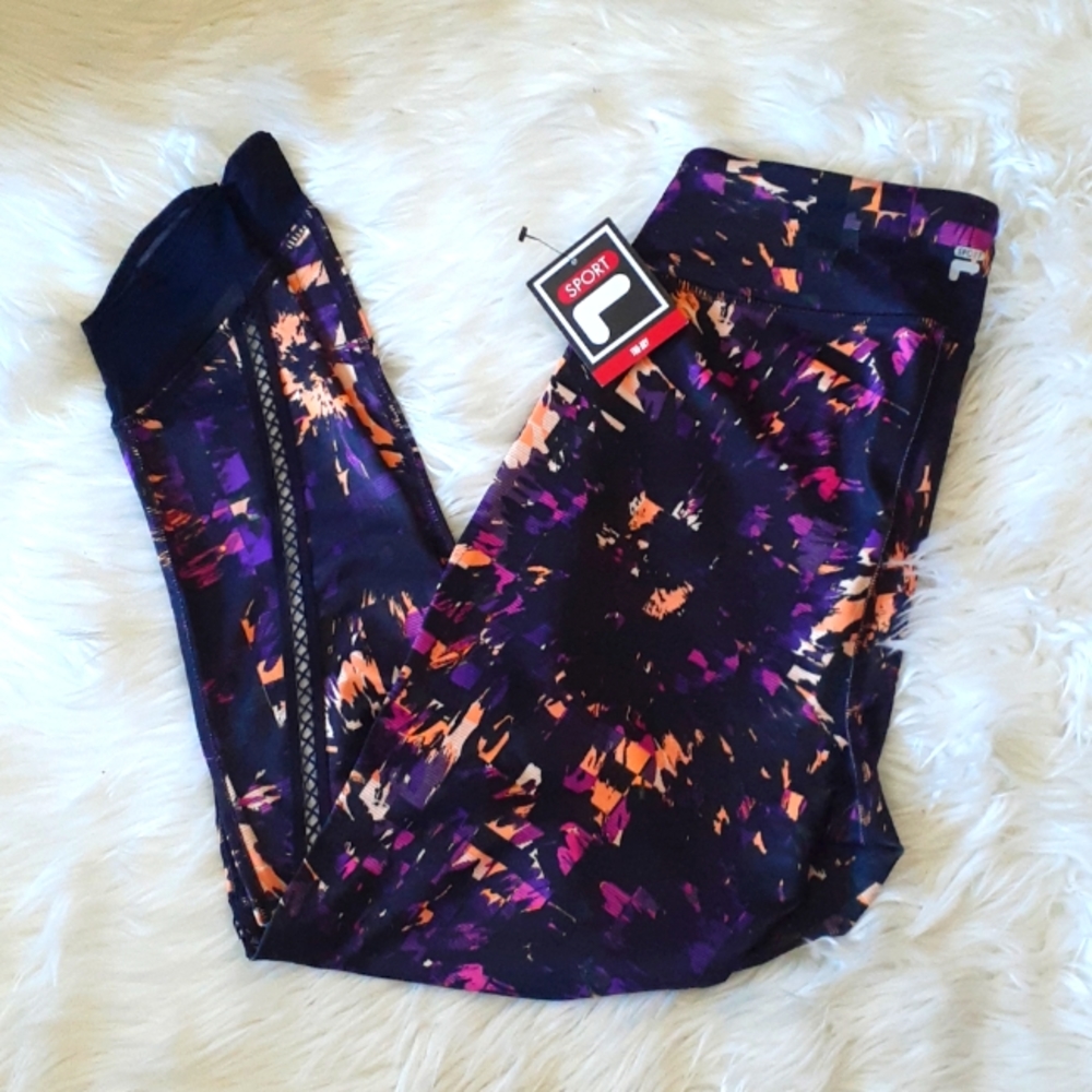 NWT Fila Black and Purple High Rise Legging Size Medium